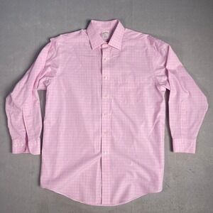 Brooks Brothers Dress Shirt Pink Check Regular Fit Long Sleeve 16-2/3